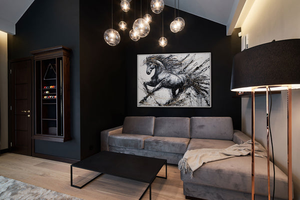 Exklusives Leinwandbild „Galoppierendes Pferd“ – hochwertige Wanddekoration mit künstlerischer Textur. Ideal für modernes Interior Design.