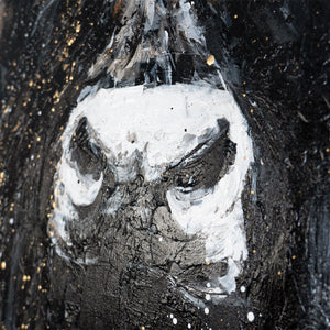 Gemälde Handgemalt mit Rahmen „Stärke in Schwarz und Gold“ – majestätischer Bulle frontal