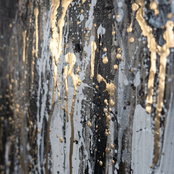 Gemälde Handgemalt mit Rahmen „Stärke in Schwarz und Gold“ – majestätischer Bulle frontal