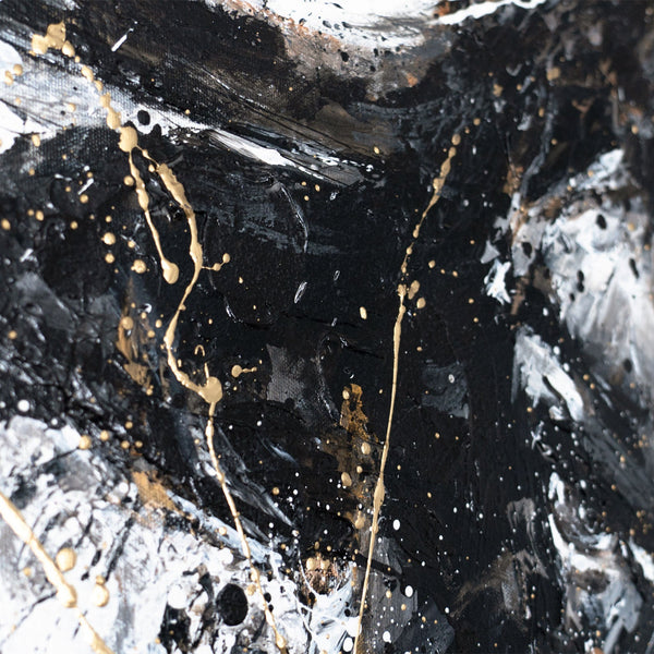 Gemälde Handgemalt mit Rahmen „Stärke in Schwarz und Gold“ – majestätischer Bulle frontal