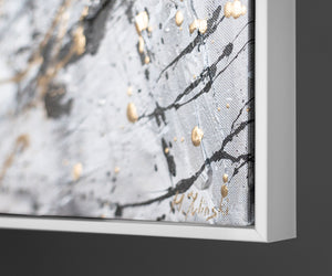 Monochrome Acrylic Painting with Frame "Two Faces" – Emotional Wall Art on Canvas
