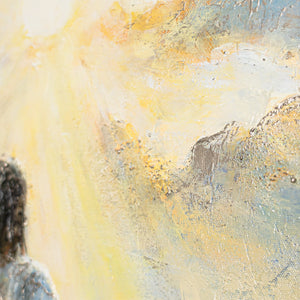 Handgemalte religiöses Bild „Weg zum Licht“ – Spirituelle Wandkunst mit Jesus am Meer