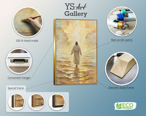 Handgemalte religiöse Kunst „Strahlkraft des Glaubens“ – Christus am Meer