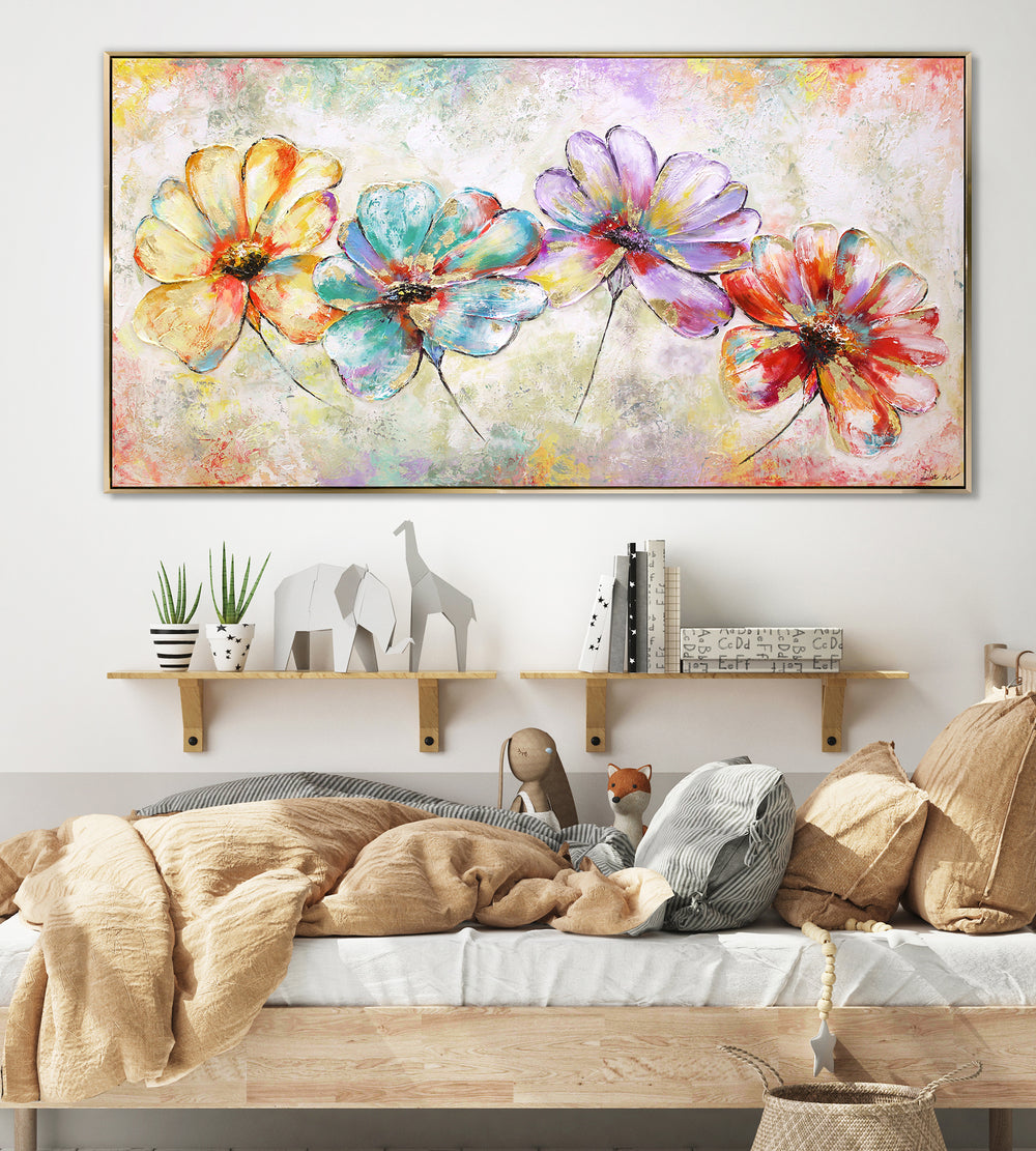 Flower canvas painting with frame "Beautiful flowers"
