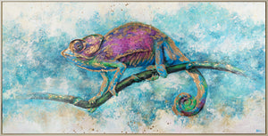 Modern wall painting with frame "Iguana"