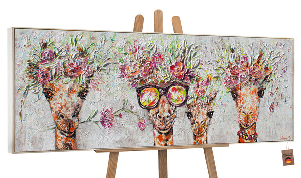 Acrylic canvas pictures "Giraffes" with frame art