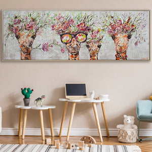 Acrylic canvas pictures "Giraffes" with frame art
