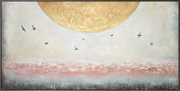 Textured canvas wall art with frame "Energy of sun"