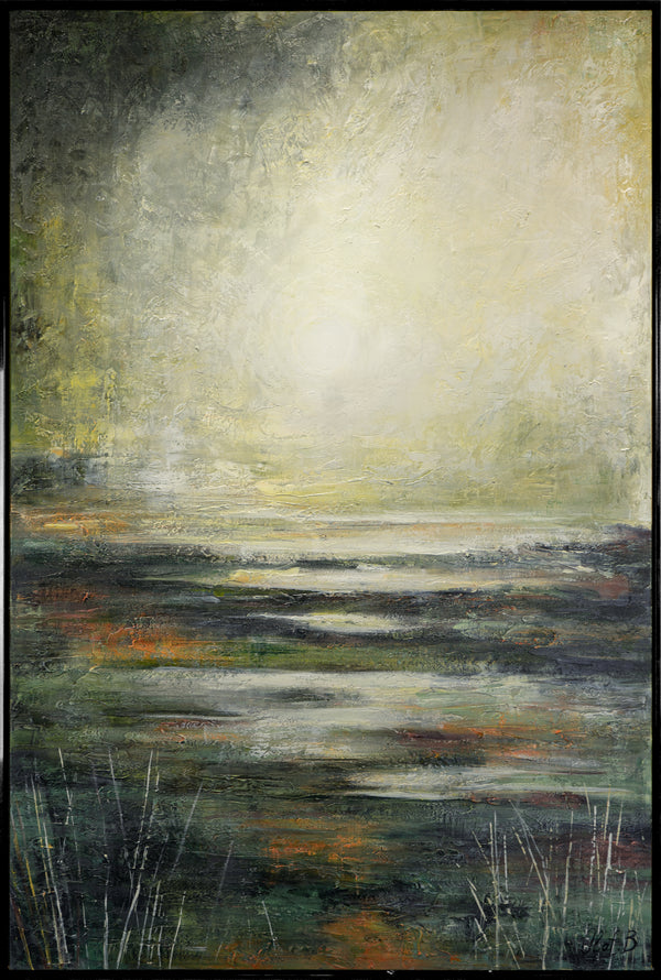 Handgemalte Acrylkunst Abstrakt Goldene Reflexion