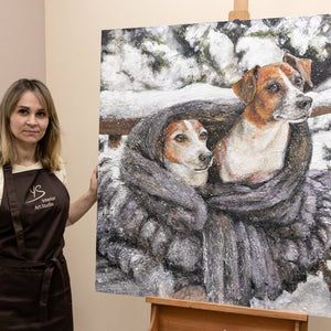 Personalized Hand-Painted Pet Portrait – Custom Acrylic Art on Canvas