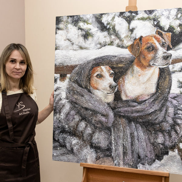 Personalized Hand-Painted Pet Portrait – Custom Acrylic Art on Canvas