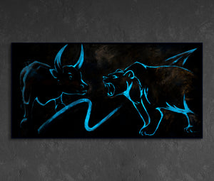 Modern light up wall art with frame "Stock exchange"