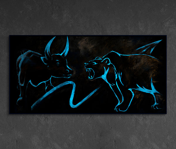 Modern light up wall art with frame "Stock exchange"