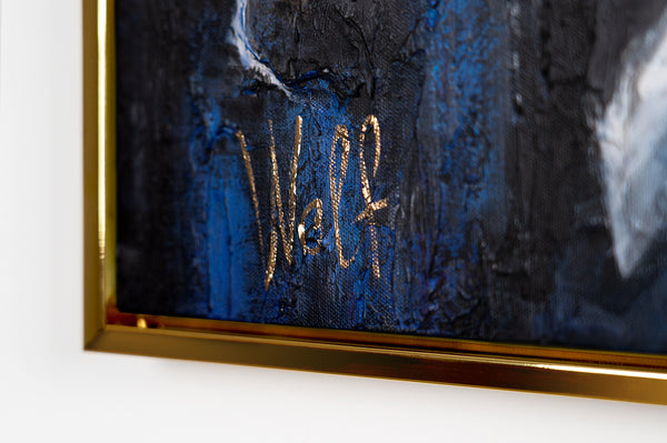 Modern light up wall art with frame "Stock exchange"