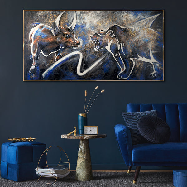 Modern light up wall art with frame "Stock exchange"