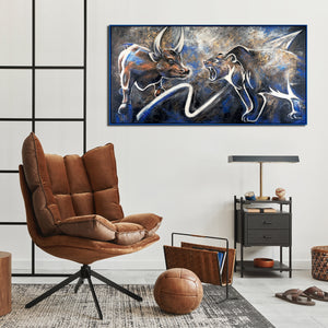 Modern light up wall art with frame "Stock exchange"
