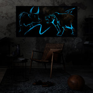 Modern light up wall art with frame "Stock exchange"