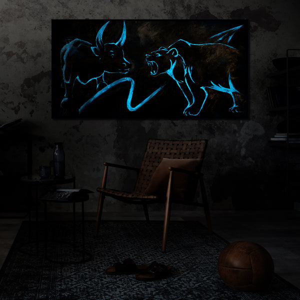 Modern light up wall art with frame "Stock exchange"