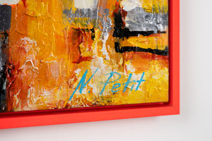 Glow in the dark acrylic painting with frame "Small town"