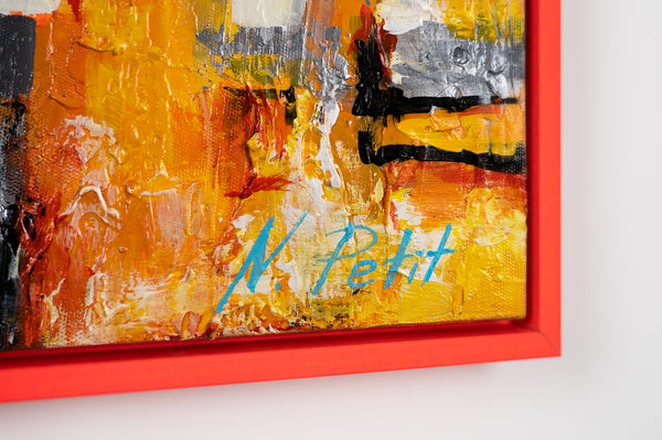 Glow in the dark acrylic painting with frame "Small town"