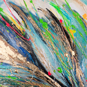 "Radiant Feathers" Acrylic Painting – Rainbow Abstract Art and Colorful Artwork 115x50cm