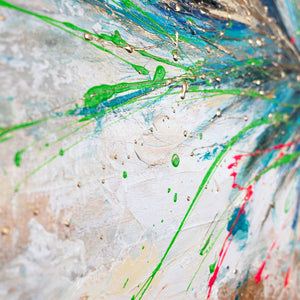 "Radiant Feathers" Acrylic Painting – Rainbow Abstract Art and Colorful Artwork 115x50cm
