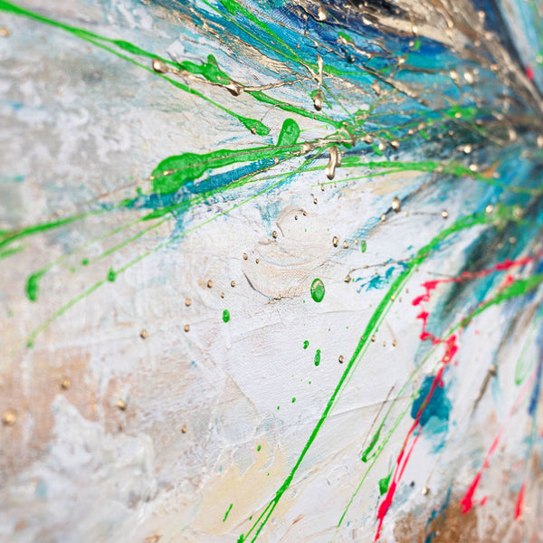 "Radiant Feathers" Acrylic Painting – Rainbow Abstract Art and Colorful Artwork 115x50cm