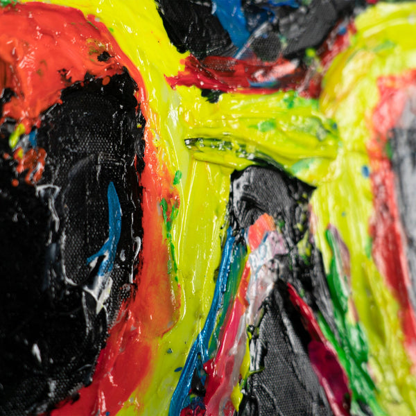 Modern Art with Frame "Neon Splashes" Handmade Canvas Paintings