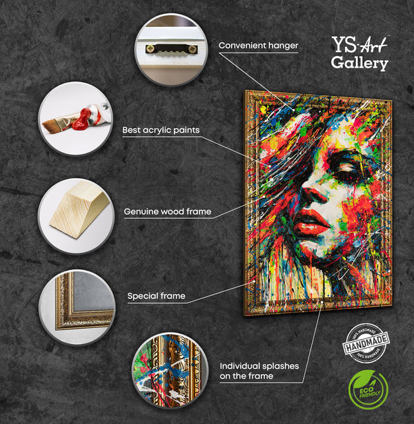 Original Abstract Canvas Painting with Frame – “The Colors of Passion” – Hand-Painted Wall Art for Living Room