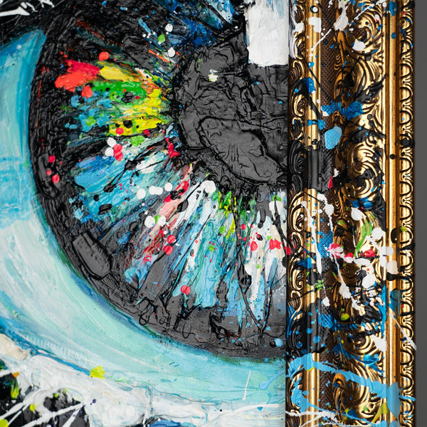 Abstract art painting with frame “The energy of the gaze”