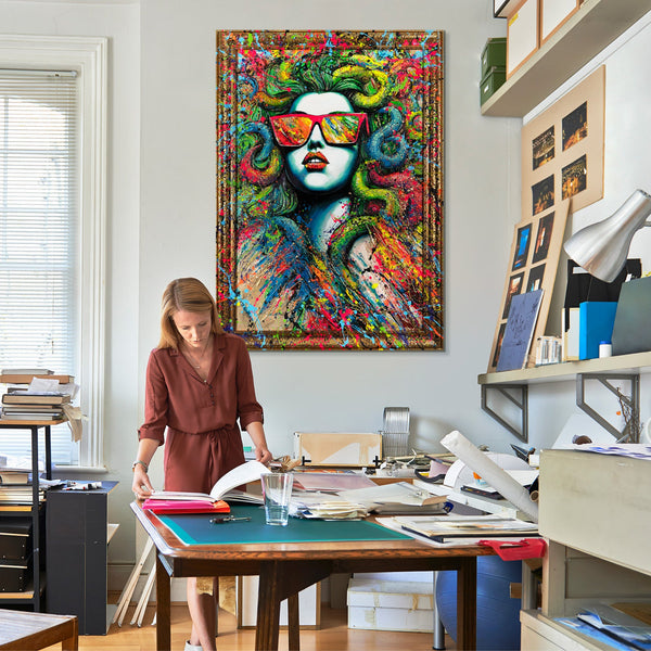 Abstract Modern Handmade Paintings on Canvas with Frame "The Myth of Neon"