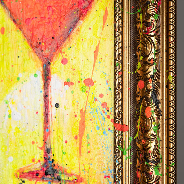 Abstract painting on canvas with frame Abstract colorful picture “The Woman with the Glass”