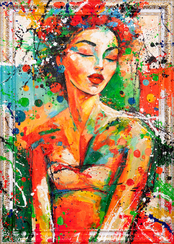 Modern Living Room Wall Art – Abstract Canvas Painting „Color of Her Dream“