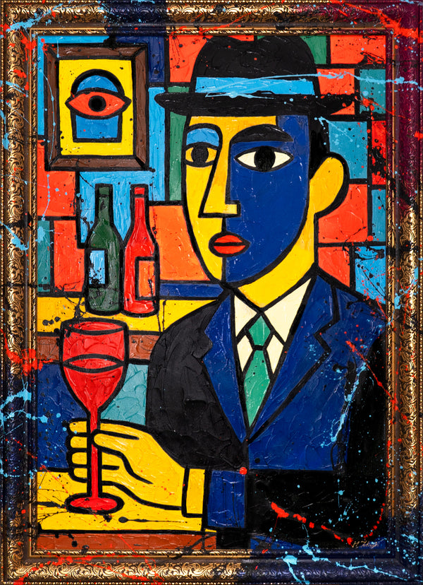 Living Room Wall Decor – Hand-Painted Pop-Art Portrait „Bar“
