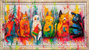 Colorful Cat Paintings Pop Art – Hand-Painted Wall Art „Cats, Color, Fun“