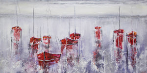 Hand-Painted Canvas „Stiller Hafen“ – Acrylic Painting with Harbor Motif