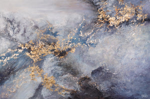 Exclusive Wall Art „Renaissance Era“ – Hand-Painted Acrylic on Canvas in Blue and Gold