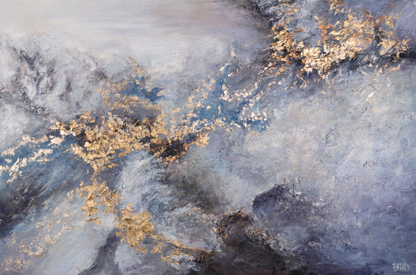 Exclusive Wall Art „Renaissance Era“ – Hand-Painted Acrylic on Canvas in Blue and Gold