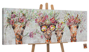 Acrylic canvas pictures "Giraffes" with frame art