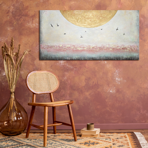 Abstract landscape painting with frame "Energy of sun"