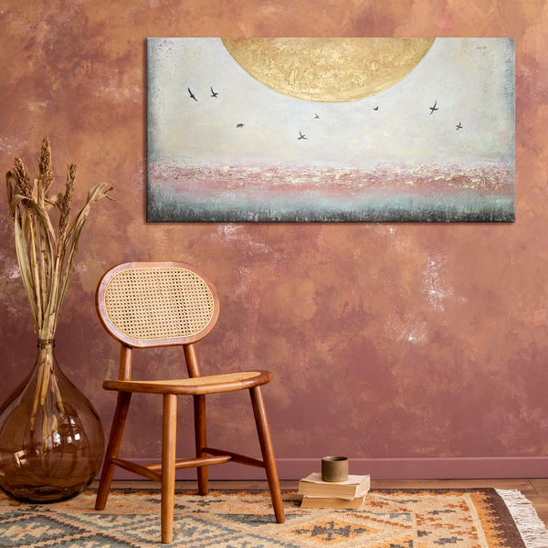 Handmade painting on canvas with frame "Energy of sun"
