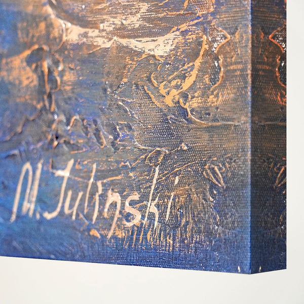 Wall painting for living room with frame "Ultramarine II"