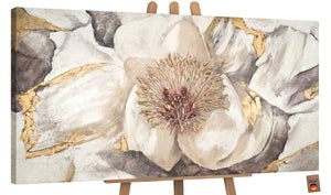Hand-painted floral painting on canvas "Malve"
