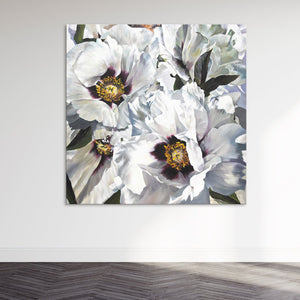 Flowers acrylic painting on canvas "Snow lotus" 40x40 inch