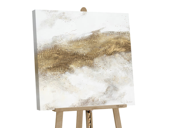 Abstract painting gold wall art April" 40x40 inch