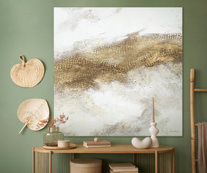 Abstract painting gold wall art April" 40x40 inch