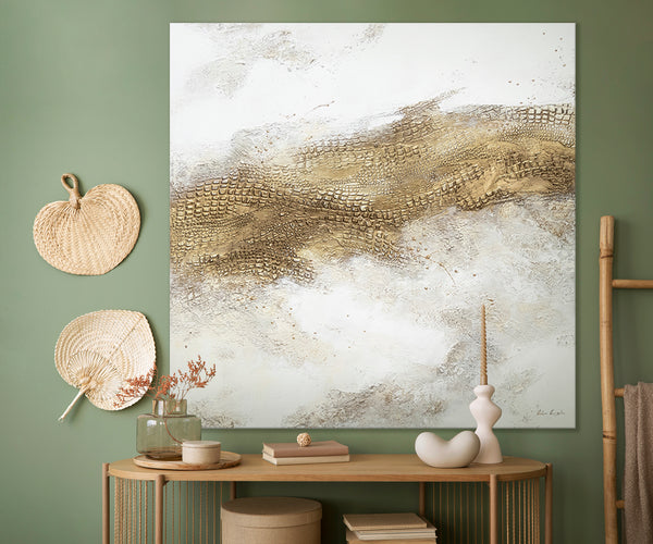 Abstract painting gold wall art April" 40x40 inch