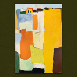 Farbenfrohes Acrylgemälde Stadtumrisse moderne Wanddeko Leinwand