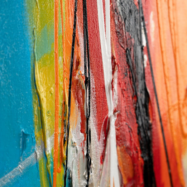 Nahaufnahme intensiver Acrylstruktur mit dynamischen Farbverläufen