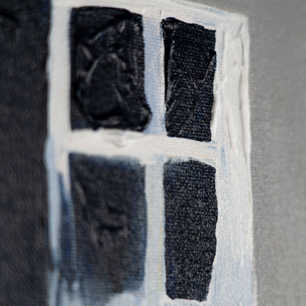 Detailliertes Fensterfragment in moderner Acrylkunst Stadtlandschaft